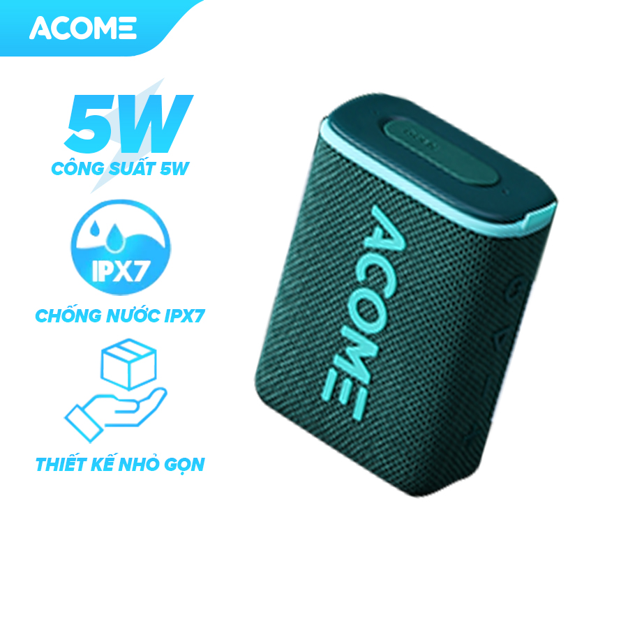 Loa Bluetooth Nhỏ Gọn ACOME A7 Công Suất 5W Chống Nước IPX7 Bluetooth 5.0 [Hàng Chính Hãng