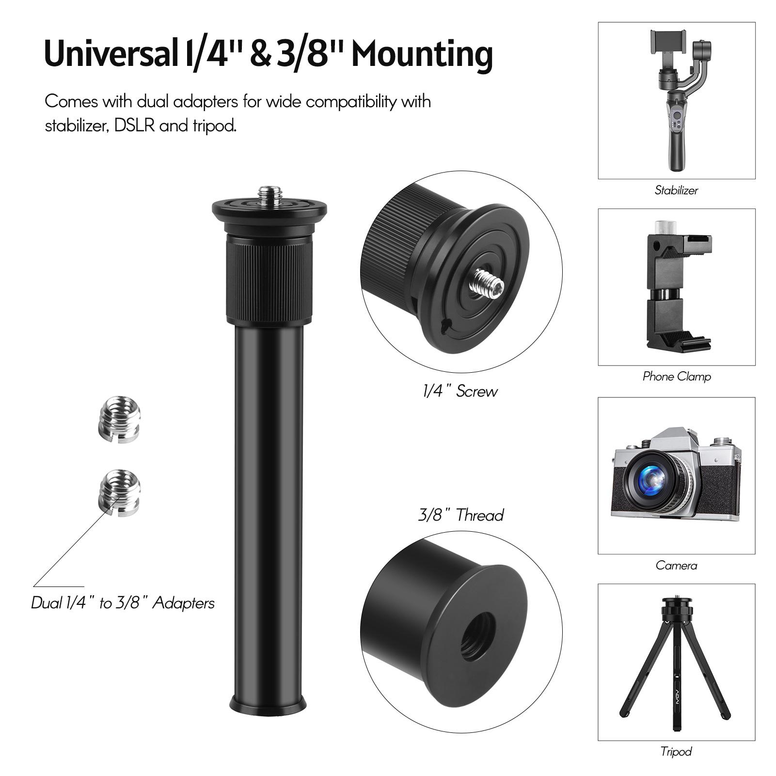 Thanh nối dài hợp kim nhôm có thể mở rộng 19-31cm Giao diện đa năng 1/4 inch 3/8 inch