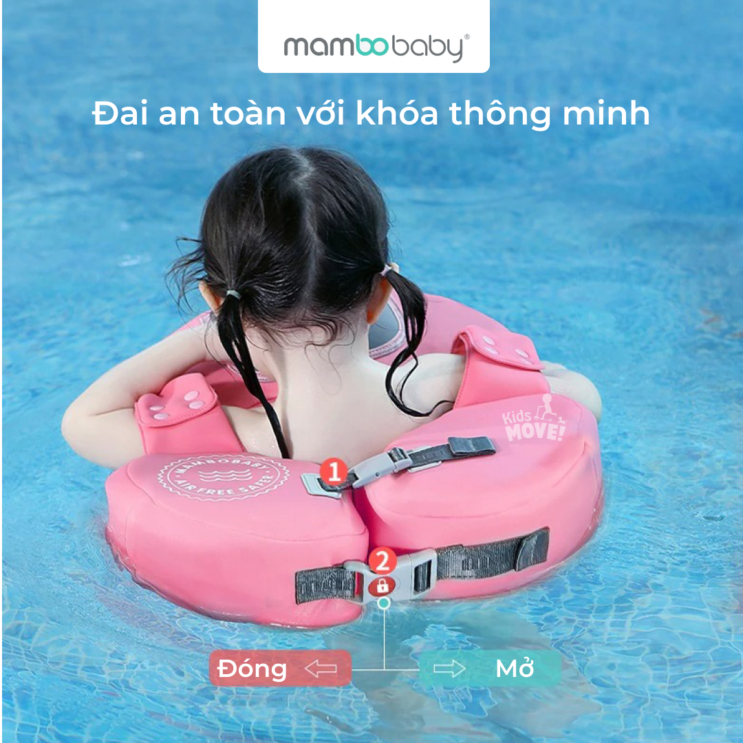 Phao bơi luồn tay đeo nách cho bé 1 2 3 4 tuổi Mambobaby, chống lật, không cần bơm hơi, siêu nhẹ, chính hãng cao cấp