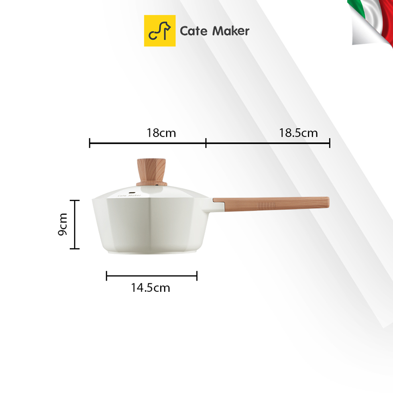 Nồi cán dài/ quánh Cate-Maker INFINITE SERIES GYL-BJ18NB, size 18cm, thiết kế thông minh, dùng cho mọi loại bếp