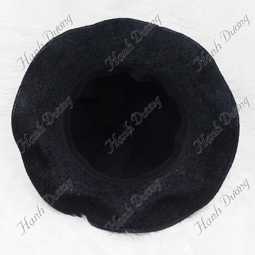 Nón rộng vành nhung thắt nơ Just for your và nice vành rộng 8cm, vành có độ ngợn sóng, phía trong có 2 dây rút