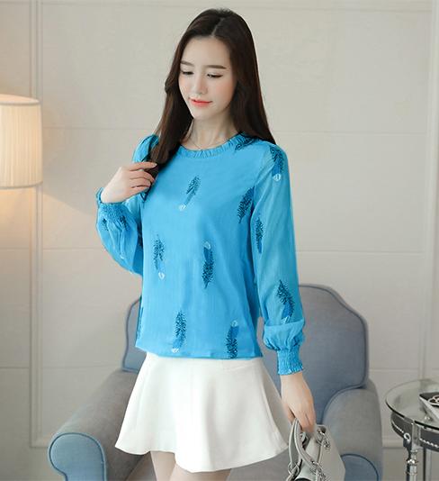 Áo Sơ Mi Họa Tiết Chiếc Lông A531 - XANH - XL