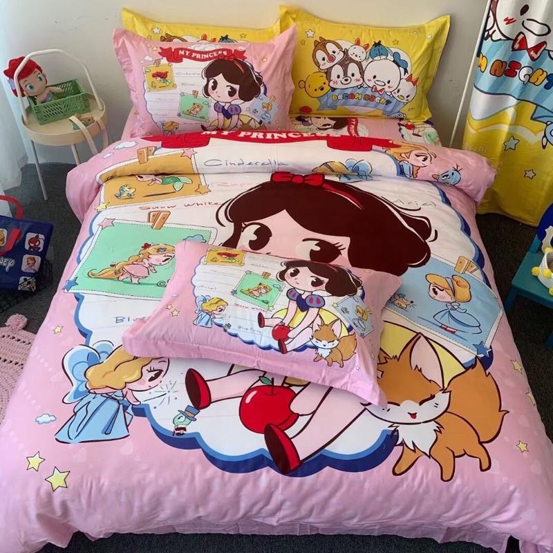 Bộ Chăn Ga Gối Cotton Disney 100%cotton Hàng Nhập Khẩu Cao Cấp 4 Món Công Chúa Bạch Tuyết