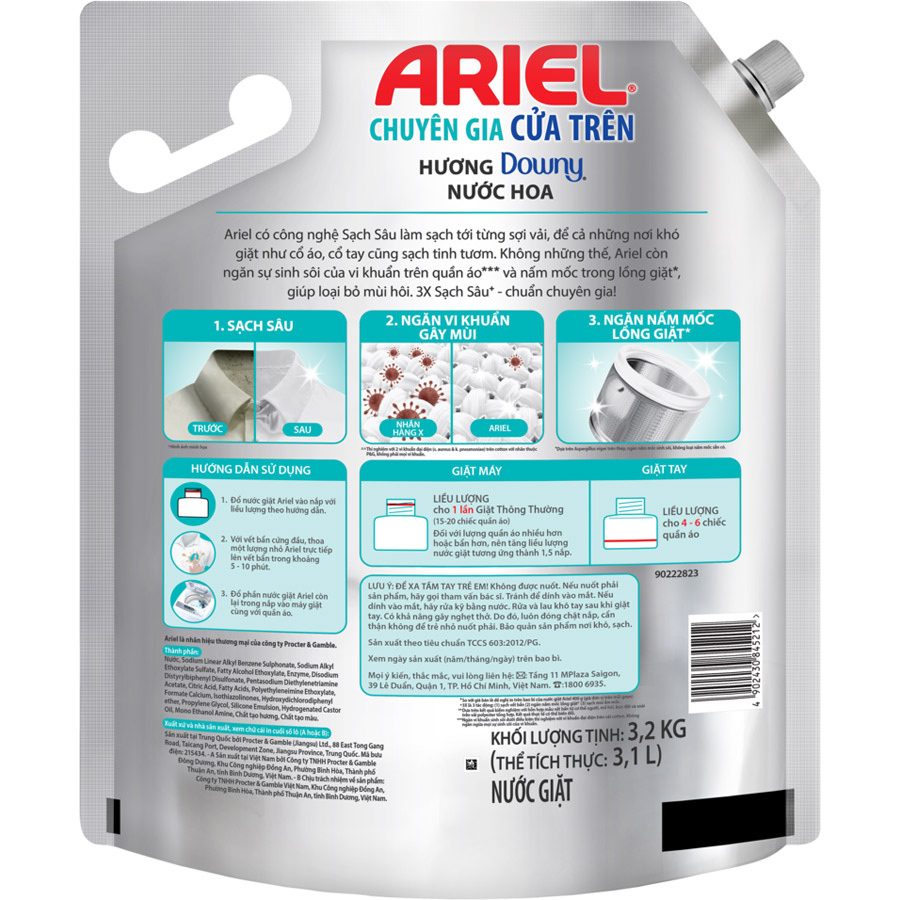 Combo 2 Nước Giặt Ariel Matic Hương Downy 3.2kg