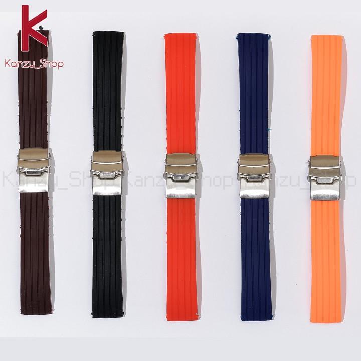 Dây đồng hồ cao su sọc dọc nhiều màu các size 16mm 18mm 20mm 22mm 24mm