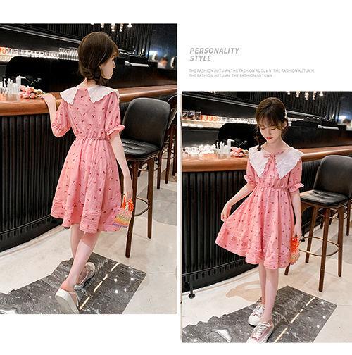 DONGSHOP HOT Cô gái ăn mặc 2023 mùa hè ăn mặc cô gái váy công chúa Mid-Boy Cherry hoa đầm đầm đầm đầm mùa hè cho trẻ em