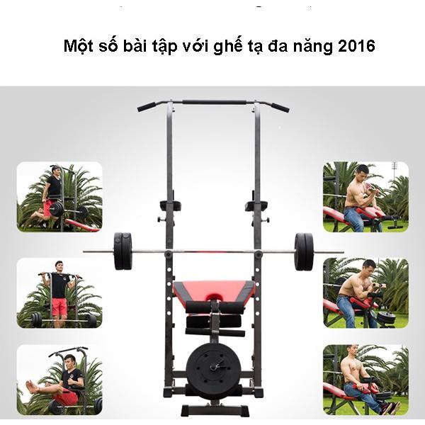 Ghế tập tạ đa năng 2016 có xà đơn xà kép (Giá chưa bao gồm đòn và tạ)