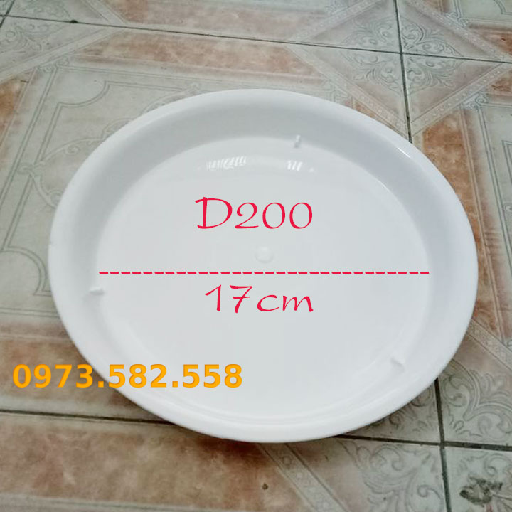 Khay Đĩa Nhựa Lót Chậu Trồng Cây Cảnh Màu Trắng D200