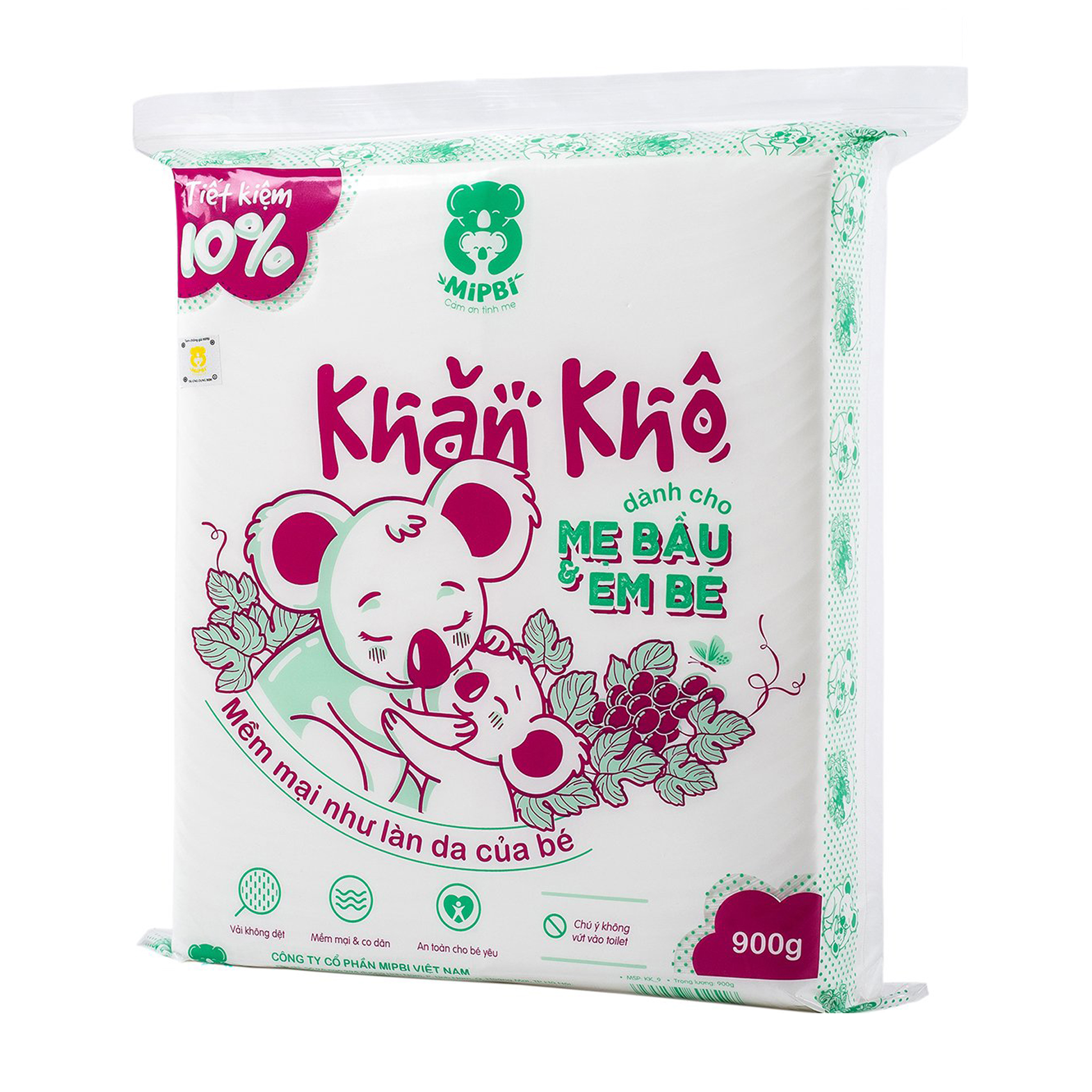 Khăn vải khô đa năng Mipbi loại bản to gói 900g