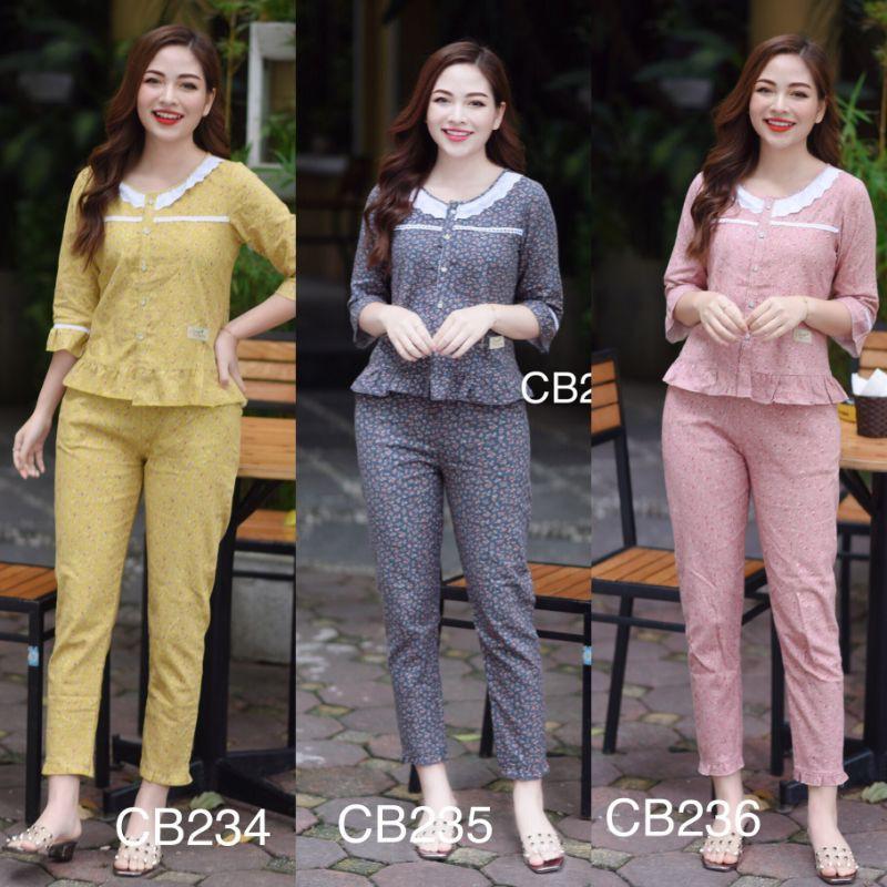Set đồ bộ mặc nhà thu đông cổ ren đẹp