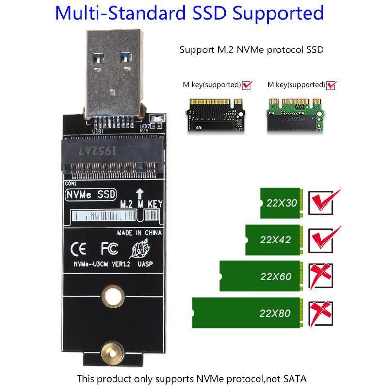 Bộ Chuyển Đổi M2 Ssd Nvme Ngff M.2 Ssd Usb3.1 Type-C Gen2 Cho In-Tel 2230 2242