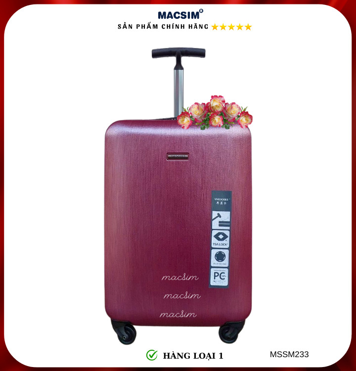 Vali cao cấp Macsim Smooire MSSM233 cỡ 21 inch màu tím hồng - Hàng loại 1
