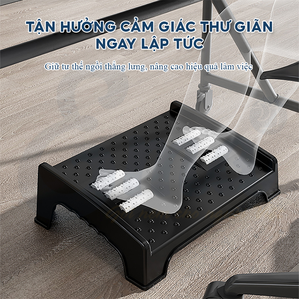 Ghế kê chân văn phòng cao cấp Ema loại điều chỉnh chiều cao, gác chân massage, tăng tuần hoàn máu