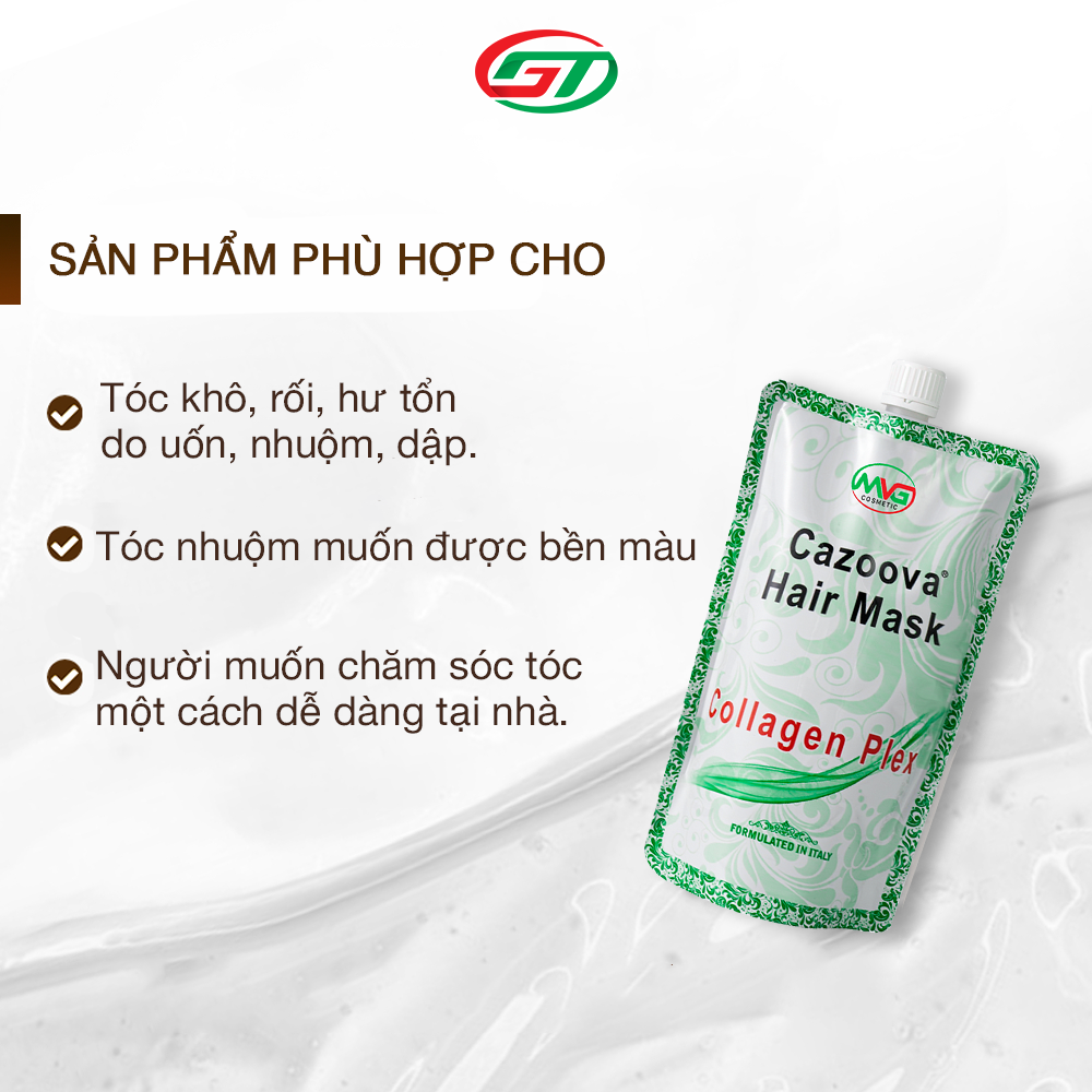 Kem Ủ Tóc Collagen Cazoova Hair Mask, bổ sung Collagen giúp tóc đanh dai mềm mịn 500ml &amp; 100ml