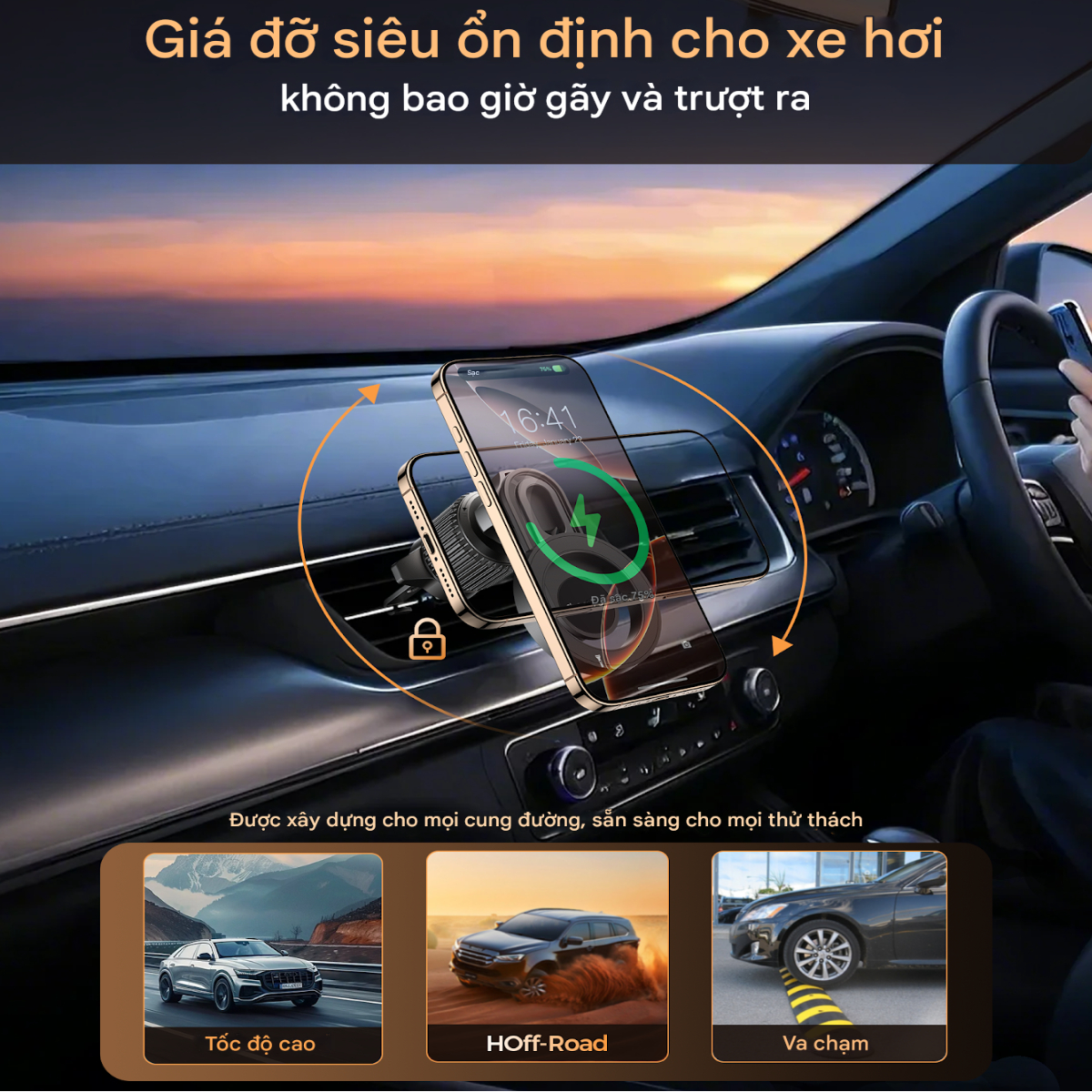 Bộ giá đỡ điện thoại hít nam cham 2in 1 Choetech H1005 dán taplo hoặc kẹp khe gió xoay 360 độ (Hàng chính hãng)
