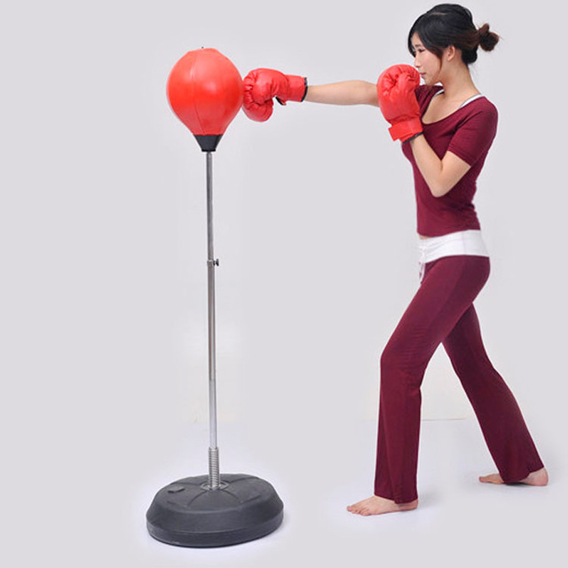 Bóng tập đấm lắc lư phản xạ chiều cao điều chỉnh từ 120 cm đến 150 cm 120cm, đối trọng đổ nước, tặng kèm găng tay