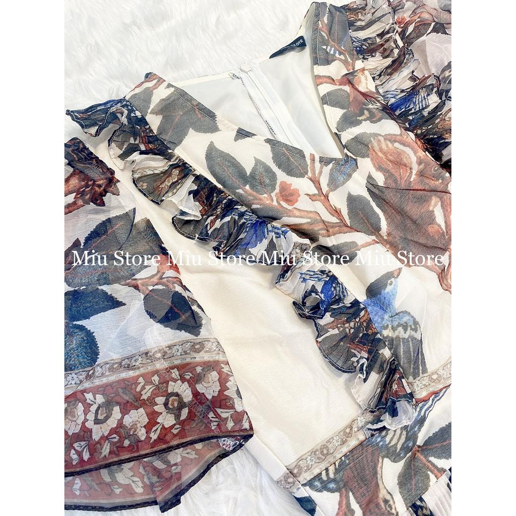 Đầm voan dập ly họa tiết vintage D00194