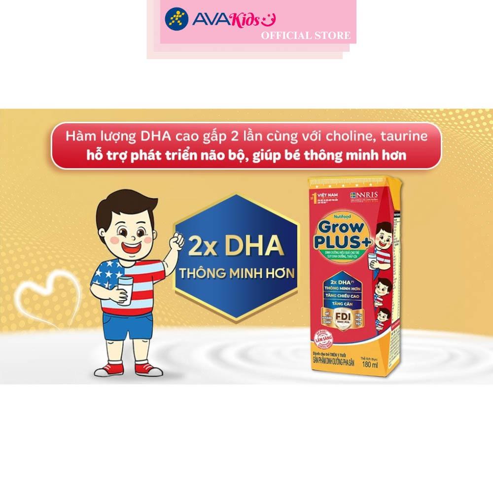 Lốc 4 hộp sữa pha sẵn Nutifood GrowPLUS+ đỏ hương vani 110 ml cho trẻ suy dinh dưỡng, thấp còi (từ 1 tuổi)