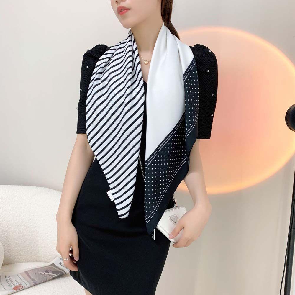 Khăn Choàng Lụa Satin Mềm In Họa Tiết VANES1 Thời Trang Dành Cho Nữ