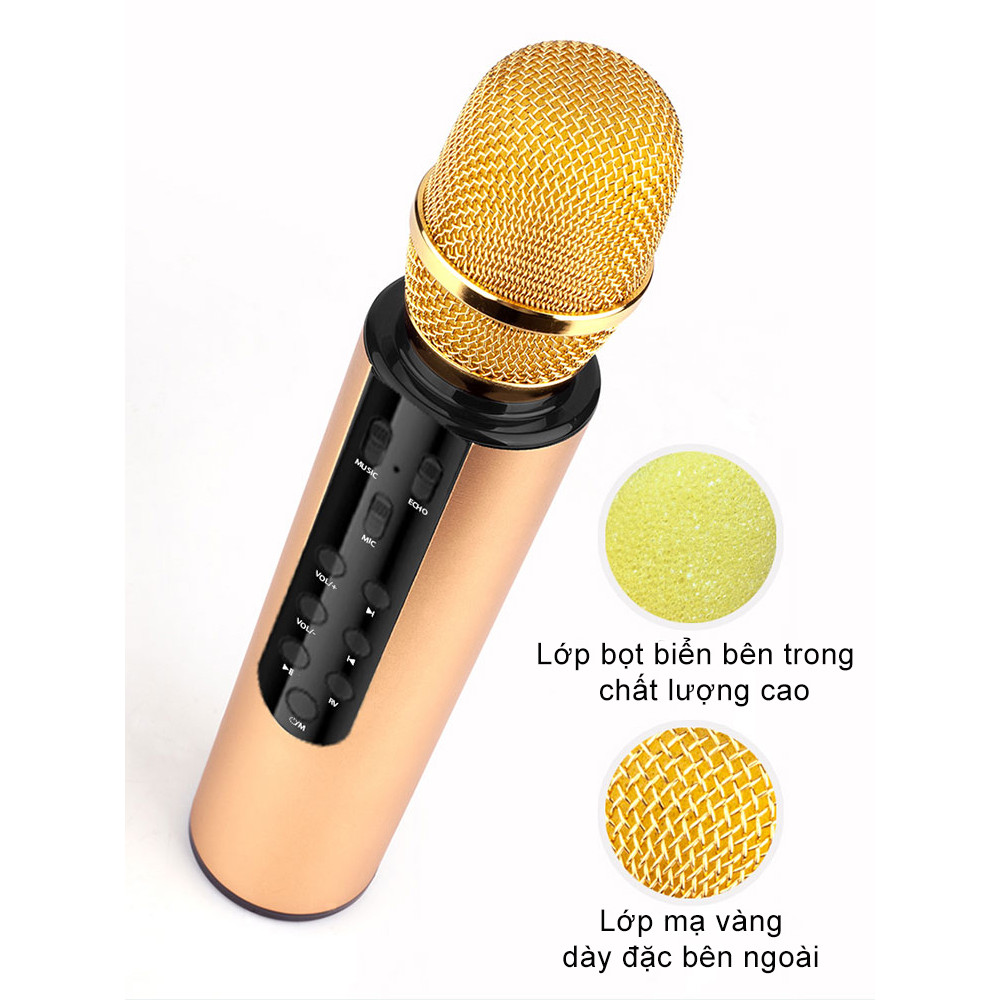 Micro Karaoke Bluetooth Micro không dây Kèm Loa Chất lượng cao cầm tay, Hát Trực Tiếp Không Cần Loa - Hàng Chính Hãng PKCB