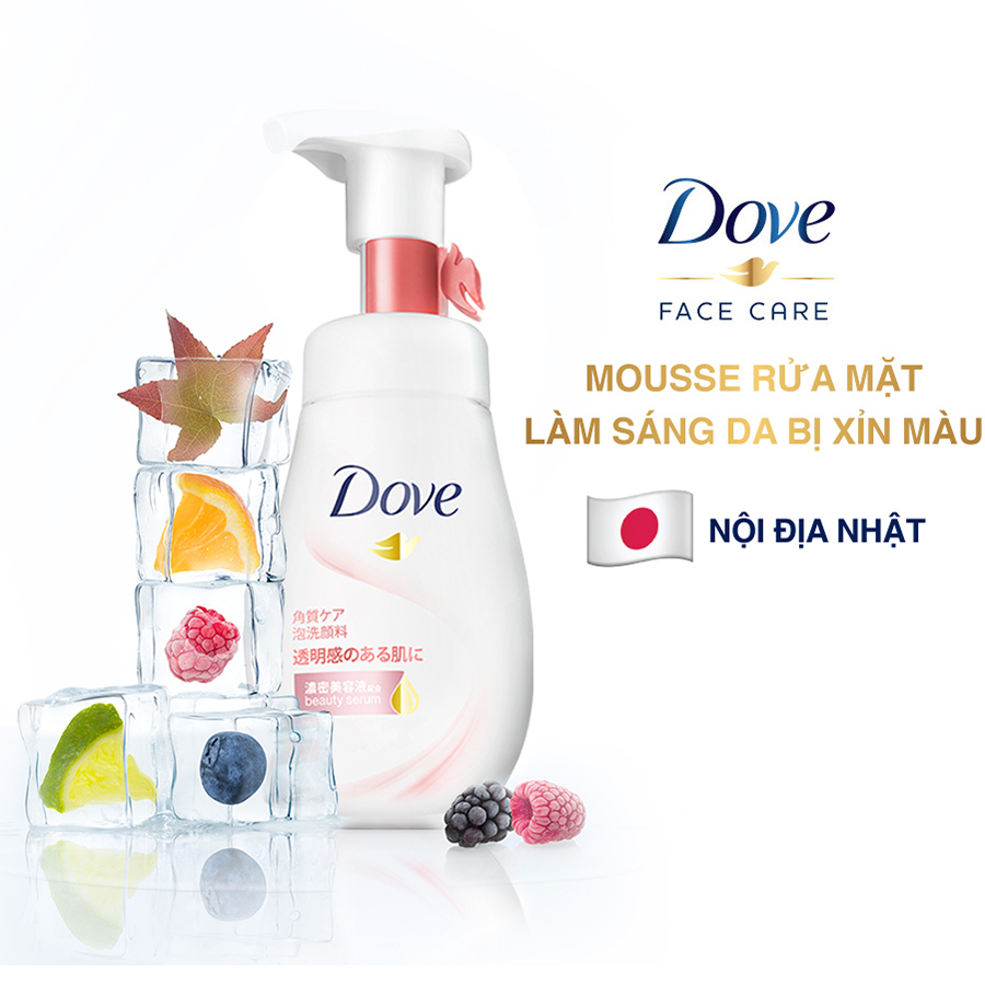 Mousse Rửa Mặt Dove Bọt Mịn Tinh Chất - Serum Sáng Da Rạng Rỡ 160ml