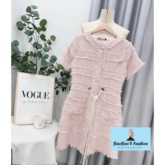 Đầm dạ hồng cách điệu siêu hot