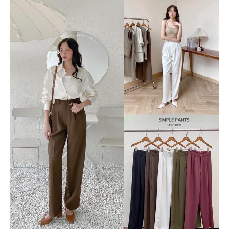 Quần culottes vải nữ ống suông xếp ly 74q02 by gerne