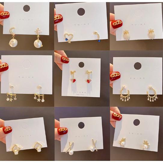 Bông tai, khuyên tai vàng 14k, đính đá, ngọc, phong cách HQ, phù hợp đi chơi, đi học, dự tiêc, quà tặng cho bạn gái