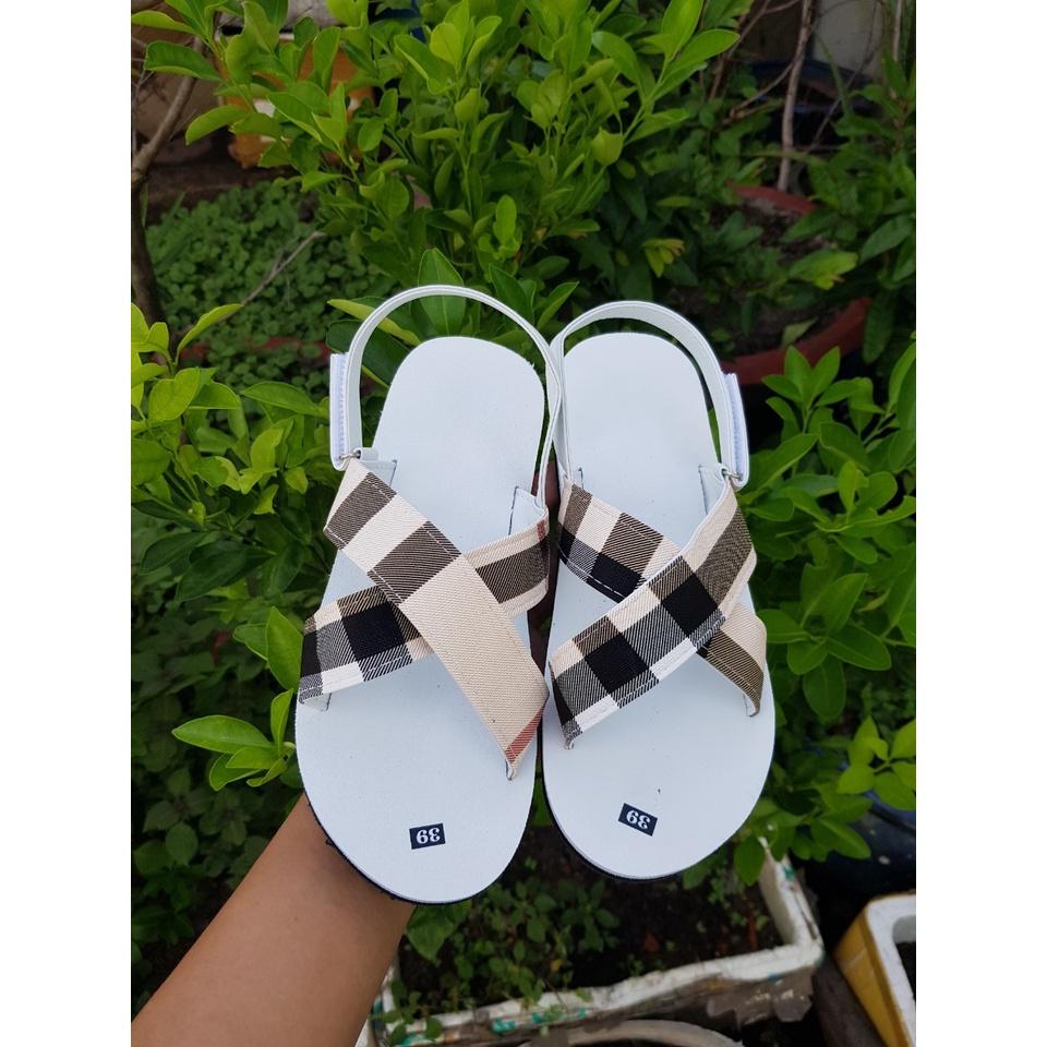 Sandal quai chéo nữ sandal đồng nai ( đế trắng quai hậu sọc vàng ) size từ 34 nữ đến 40 nữ size khác ib chọn thêm