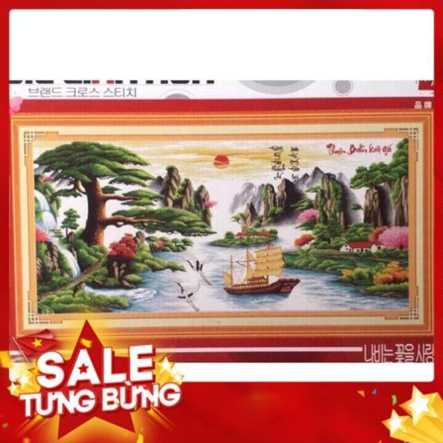 FreeShip 150K Tranh Thêu Chữ Thập THUẬN BUỒM XUÔI GIÓ KÍCH THƯỚC LỚN 198×92cm Chưa Thêu.