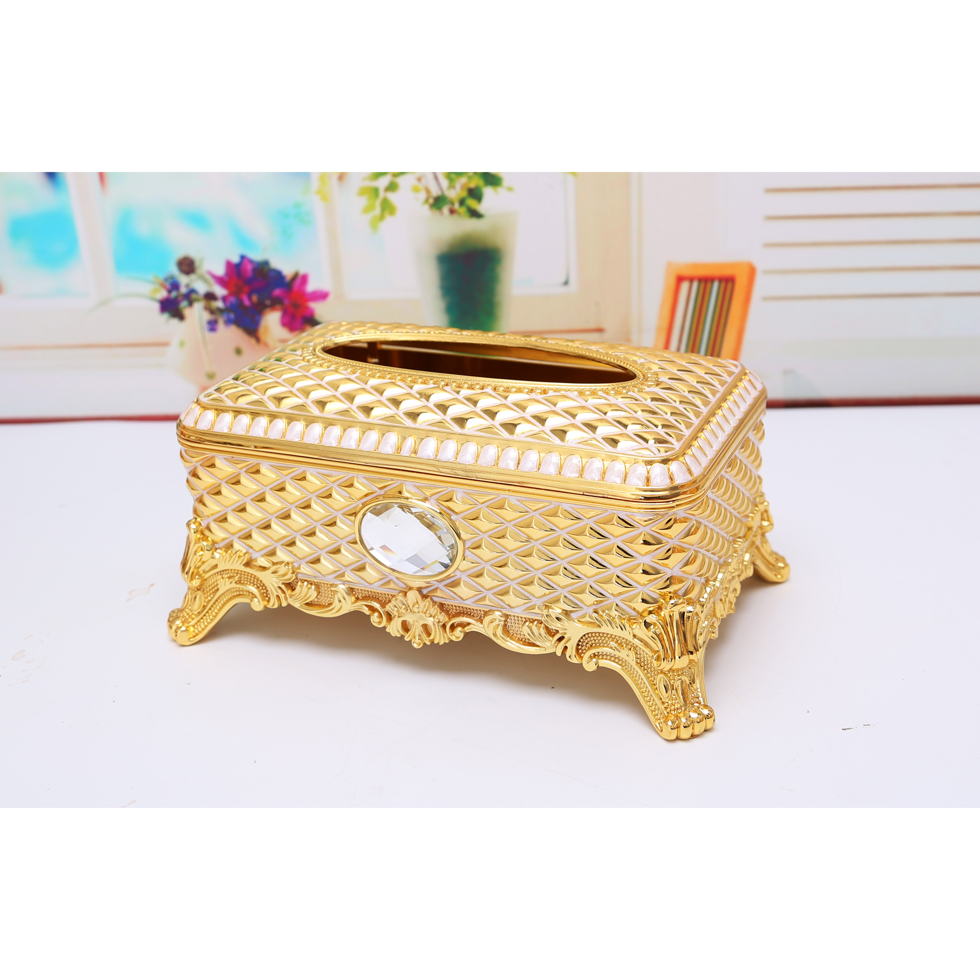 Hộp khăn giấy Caro chất liệu Hợp kim cao cấp 7104