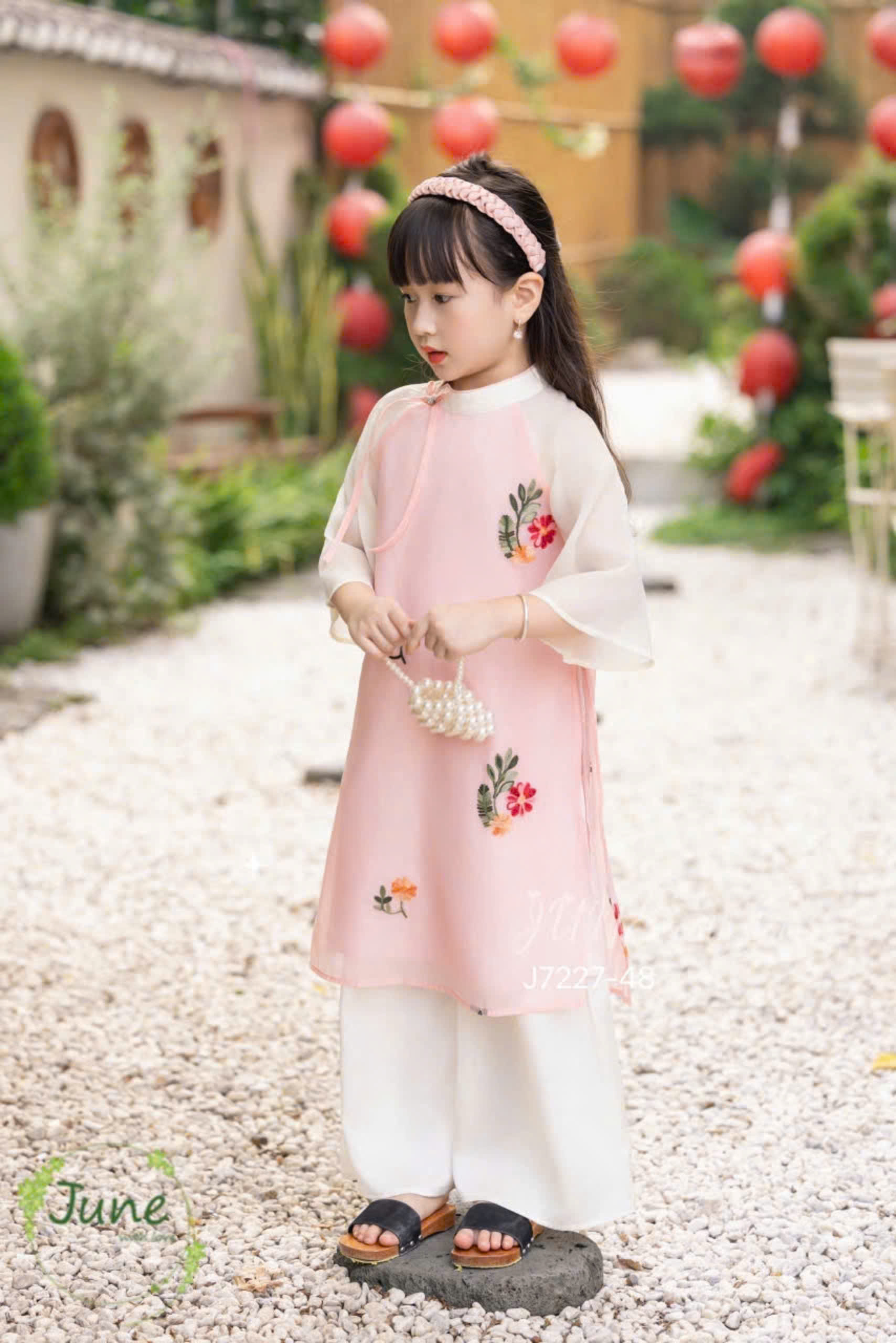 Bộ áo dài tết cho bé gái mẫu HOA xinh xắn diện tết năm mới giáng sinh noel từ 12-50kg hàng thiết kế cao cấp