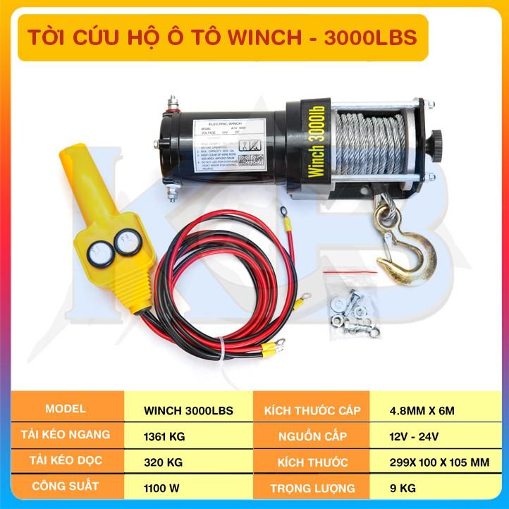 Tời Ắc Quy - Cứu Hộ Ô Tô 3000lbs