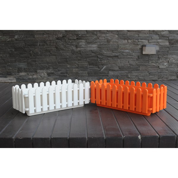 Chậu Vuông/dài Hàng Rào Đa Năng - Chậu Trồng Cây Sân Thượng + Đế Lót giữ nước - Long Square Plastic Pots Fence(58*20*18)