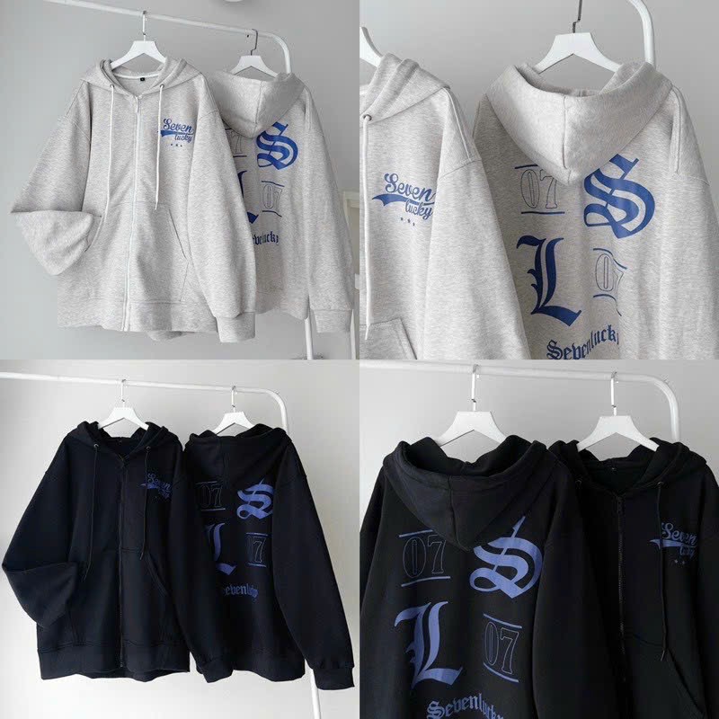 Áo Khoác Nỉ Hoodie Zip SEVEN 07 Nhiều Màu Unisex Form Rộng mũ siêu to ulzzang Nam Nữ, Áo Hoodie Zip KWNER tay bồng chất nỉ cotton