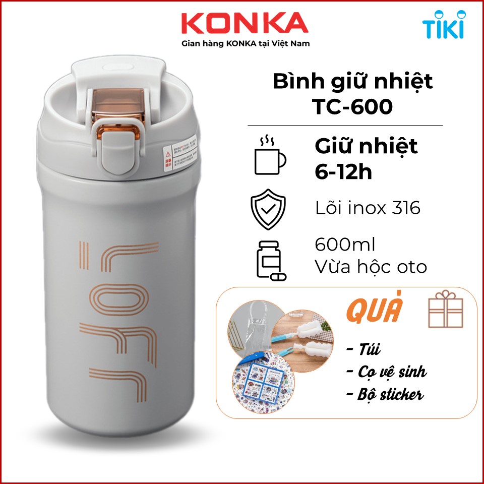 Bình giữ nhiệt 600ml có ống hút, ly giữ nhiệt nóng lạnh 6-12 tiếng không đổ mồ hôi, lõi inox 316 cao cấp - Hàng chính hãng