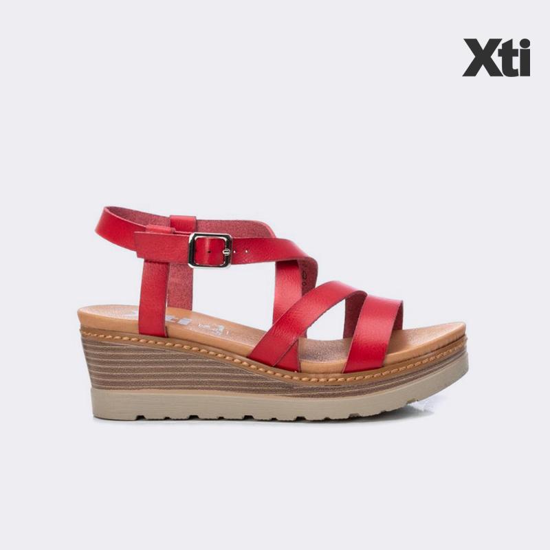 Giày Sandal Nữ Đế Xuồng XTI Red Pu Ladies Sandal