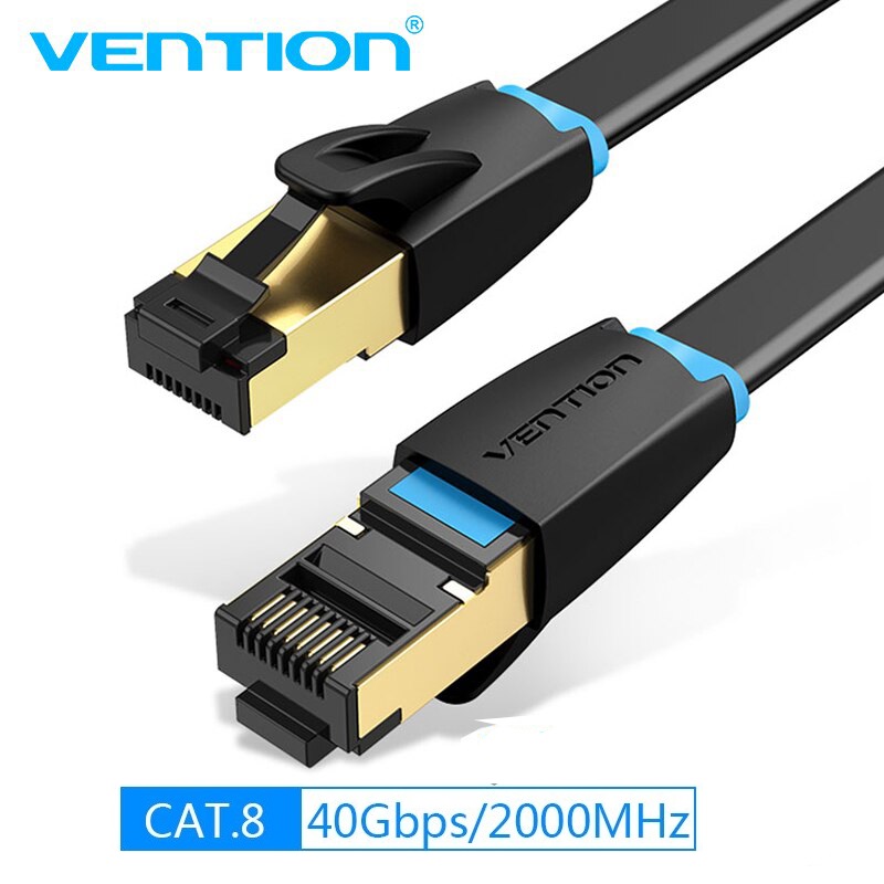 Hình ảnh Dây cáp mạng dẹt Ethernet/RJ45/LAN Vention Cat 8 FTP đúc sẵn 2 đầu, dài 1m đến 5m - Hàng chính hãng