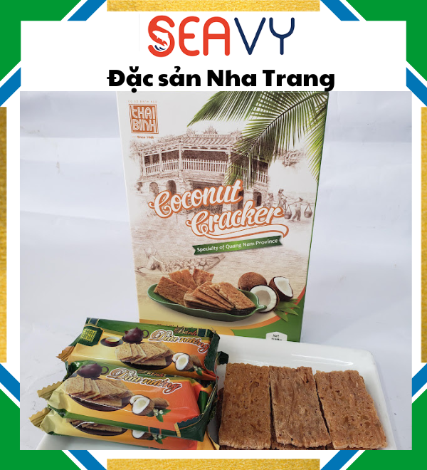 Đặc Sản Nha Trang- Bánh Dừa Nướng Thái Bình, Giòn Không Cứng, Thơm Ngon Seavy Hộp 230g