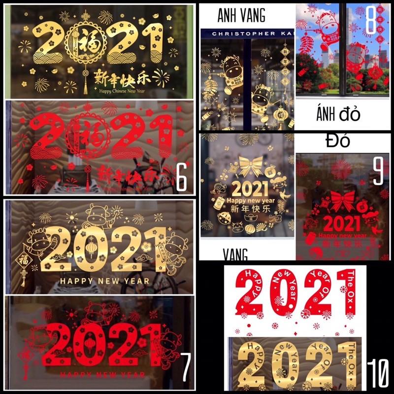 Decal trang tri tết - Nhiều mẫu 2021 sắc đỏ chào Xuân- Khách tự chọn