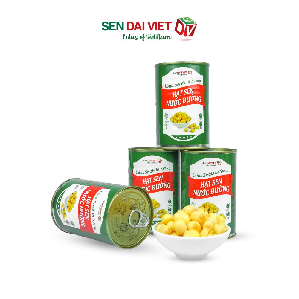 Hạt Sen Nước Đường- Hương Vị Thơm Ngon, Dễ Dàng Sử Dụng, ĐV- Sen Đại Việt- Lon 460g
