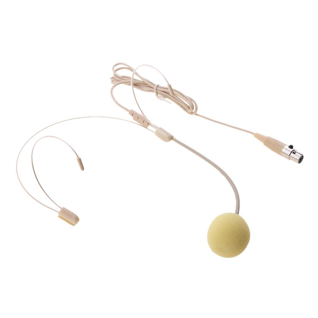 4xDouble Ear Hook Wired Headset Headworn Microphone Beige XLR 4Pin