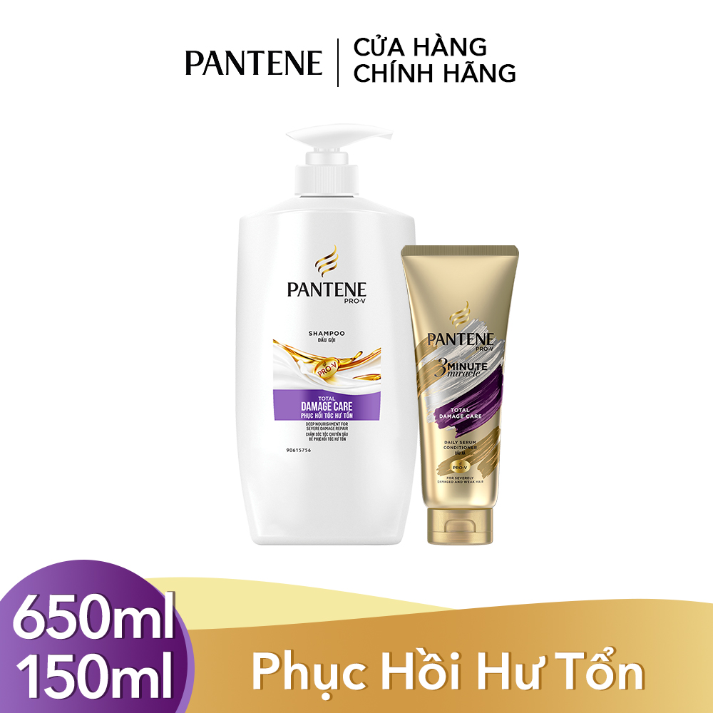 Combo Dầu Gội 650ml - Kem Xả 3 Phút 150ml PANTENE Nhiều Mùi Hương