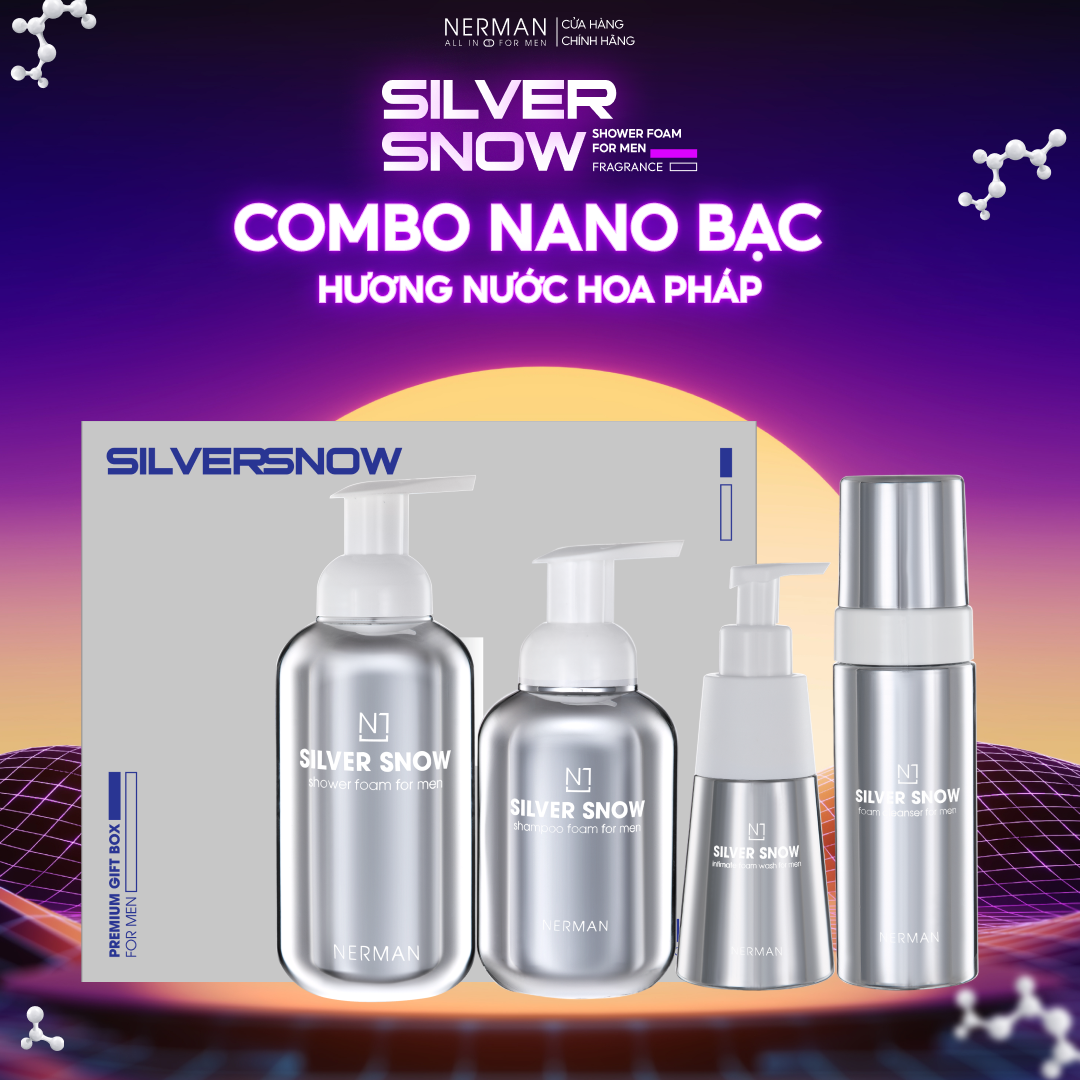 Sữa tắm nam giới tạo bọt Nano bạc Nerman Silver Snow hương nước hoa cao cấp 500g