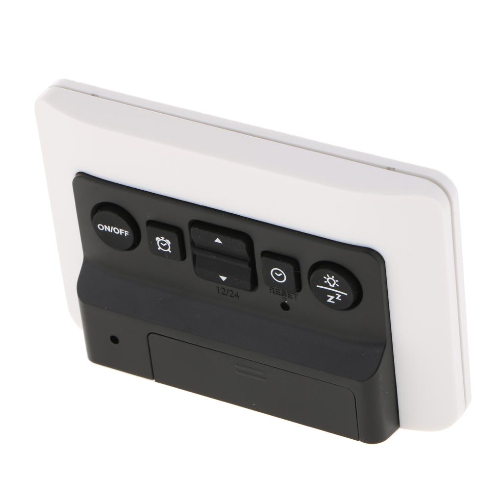 12/24 Mode Digital LCD Calender Desk Clock Temperature Office School White