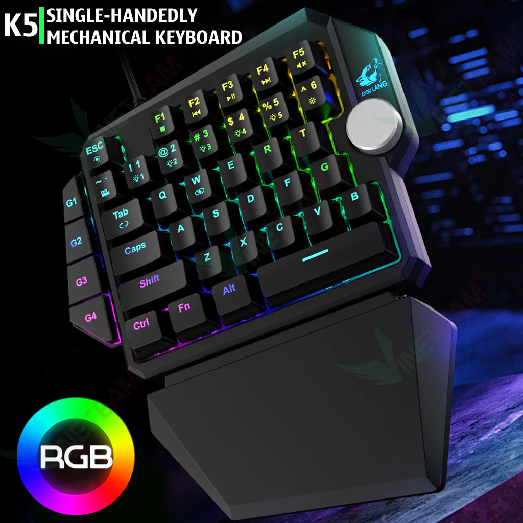 Bàn Phím Cơ VINETTEAM ZIYOULANG K5 39 Phím Hỗ Trợ MACRO Blue Switch RGB Chơi Game Pubg Mobile, Rules Of Survival, Free Fire Trên Điện Thoại, Máy Tính Bảng, Laptop Và PC - Hàng Chính Hãng