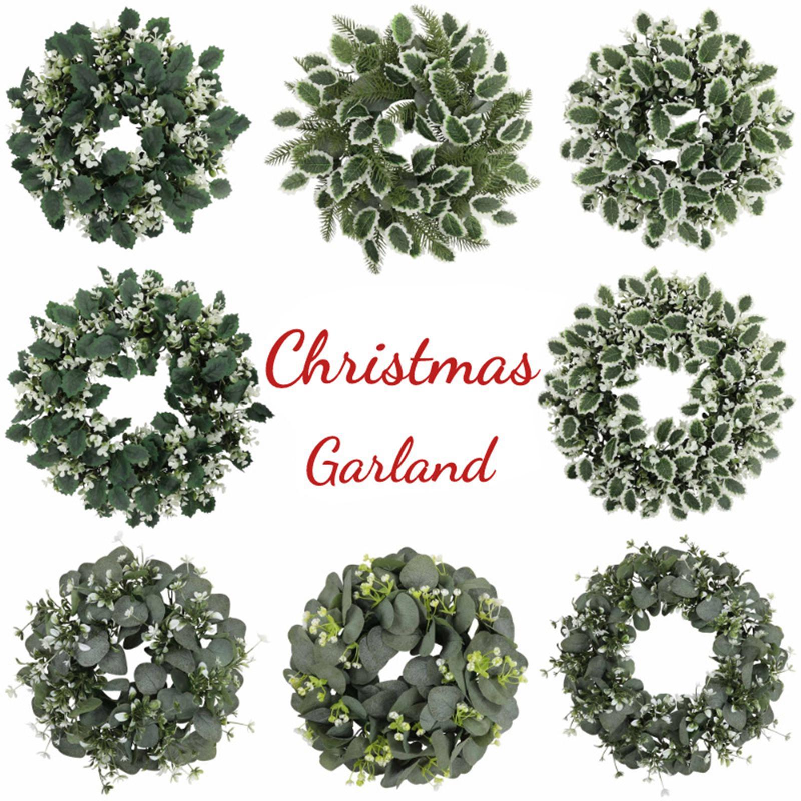 Artificial Wreath Large Green Leaf Wreath Garland Decoration Durable Front Door Eucalyptus Wreath for Garden Patio