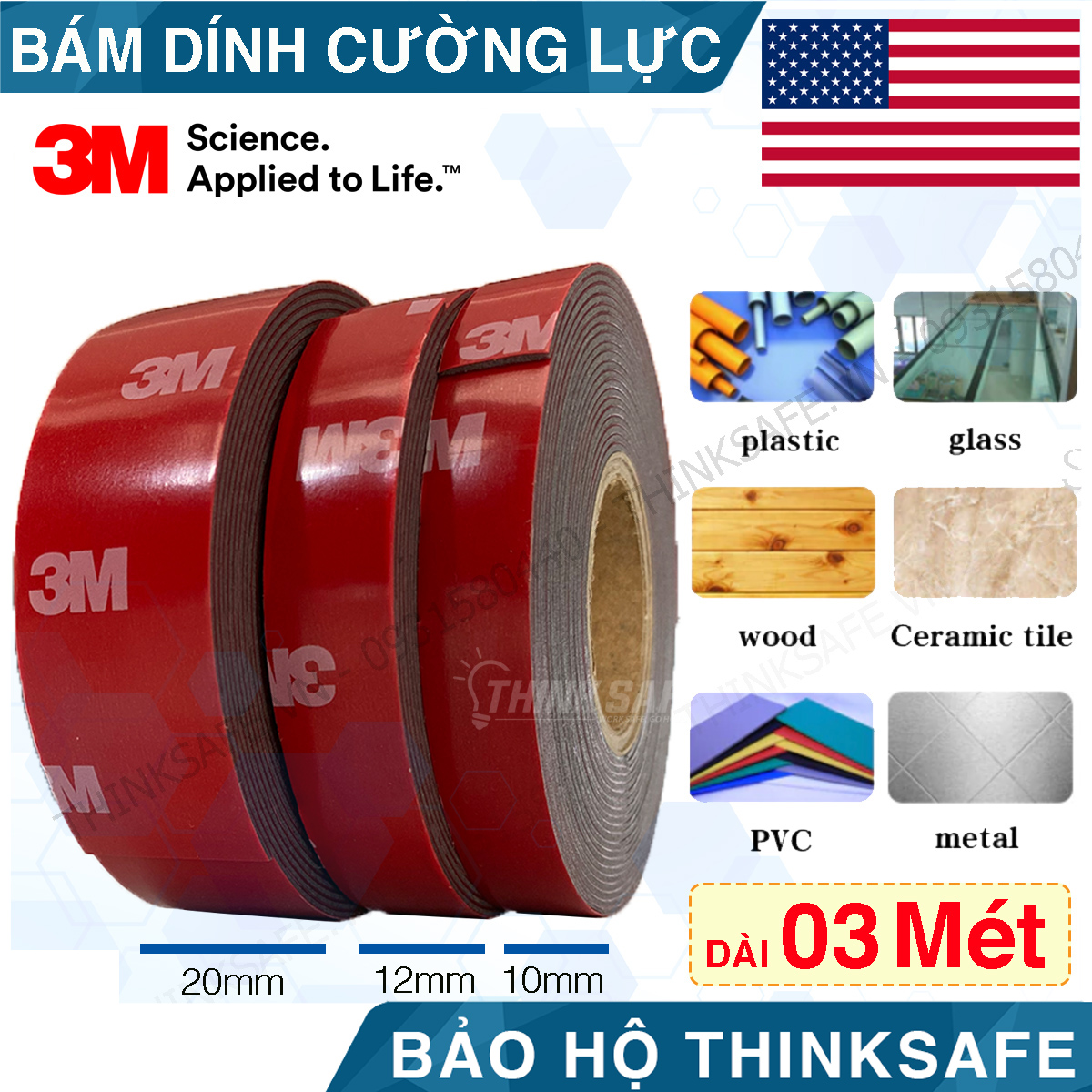 Băng keo 2 mặt siêu dính cường lực 3M 4229P, băng keo bản dài 3 mét