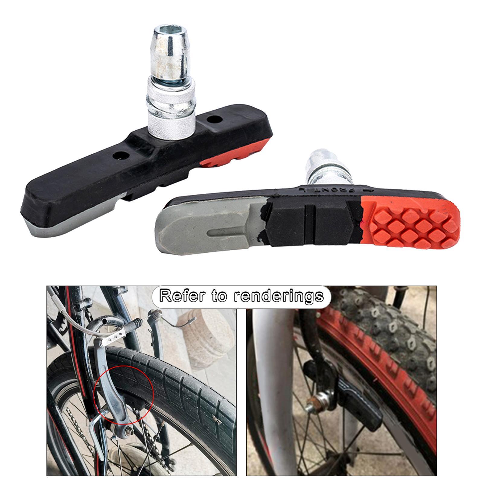 2x 1 -Resistant Bike Brake Blocks Metal with Shoes  Pads for  Cycling