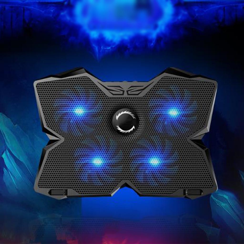 Laptop Cooling Pad - Support 12 to 17 Inches Laptops,  4 Fans LED Light Quiet Rapid Cooling, USB Slim Portable Gaming Stand - Black